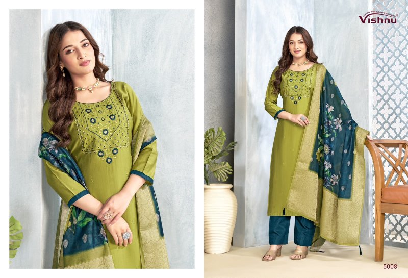 Sarita By Vishnu Vertican Silk Dress Material 